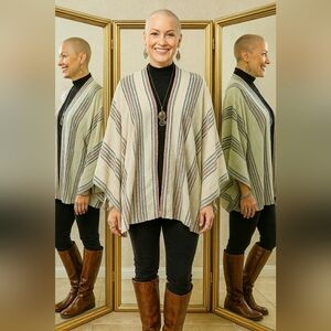 New Boho Artsy XL Striped Open Front Kimono Cardigan Tunic Top Lagenlook